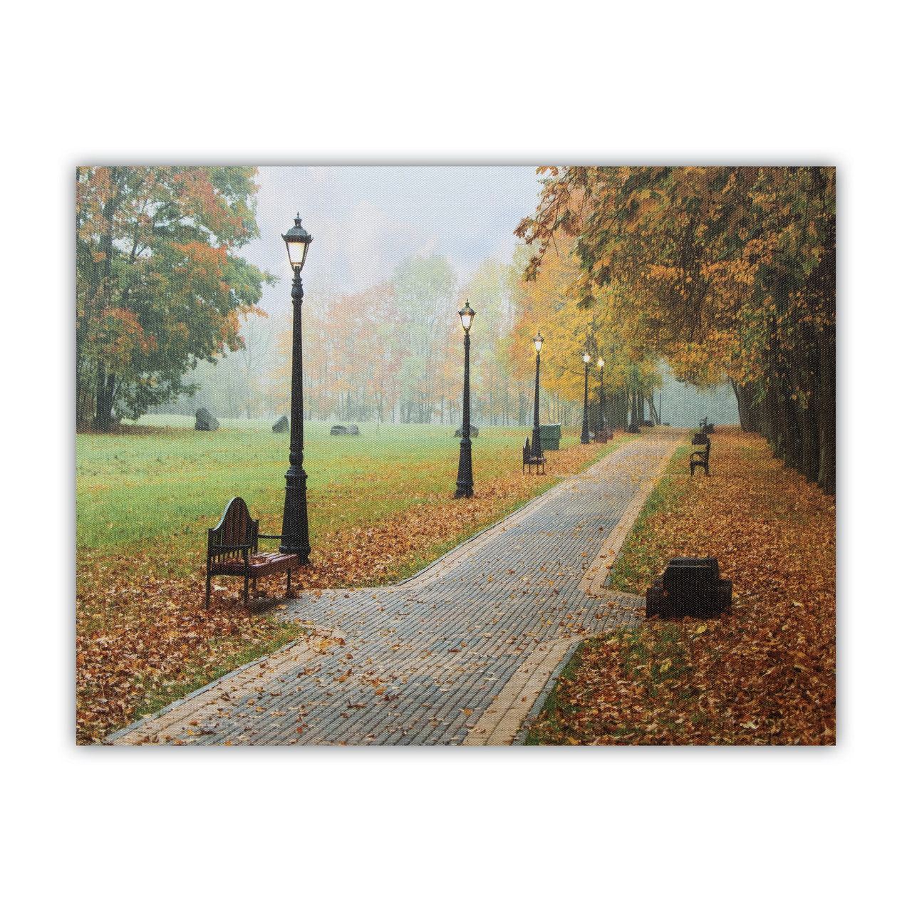 Картина, що світиться - осінній парк з ліхтарями, 5 LЕD ламп, 30x40 см (940058), фото 1