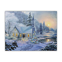Светящаяся картина - зимний дом со светящимися окнами, 3 LЕD лампы, 30x40 см (940126)