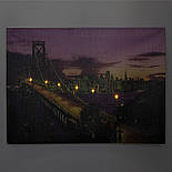 Картина, що світиться - нічне місто з сяючими ліхтарями на мосту, 6 LЕD ламп, 30x40 см (940201), фото 2