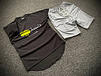 Комплект чоловічий літній Palm Angels Футболка + Шорти ОВЕРСАЙЗ темно-сірий | Спортивний костюм чоловічий, фото 9