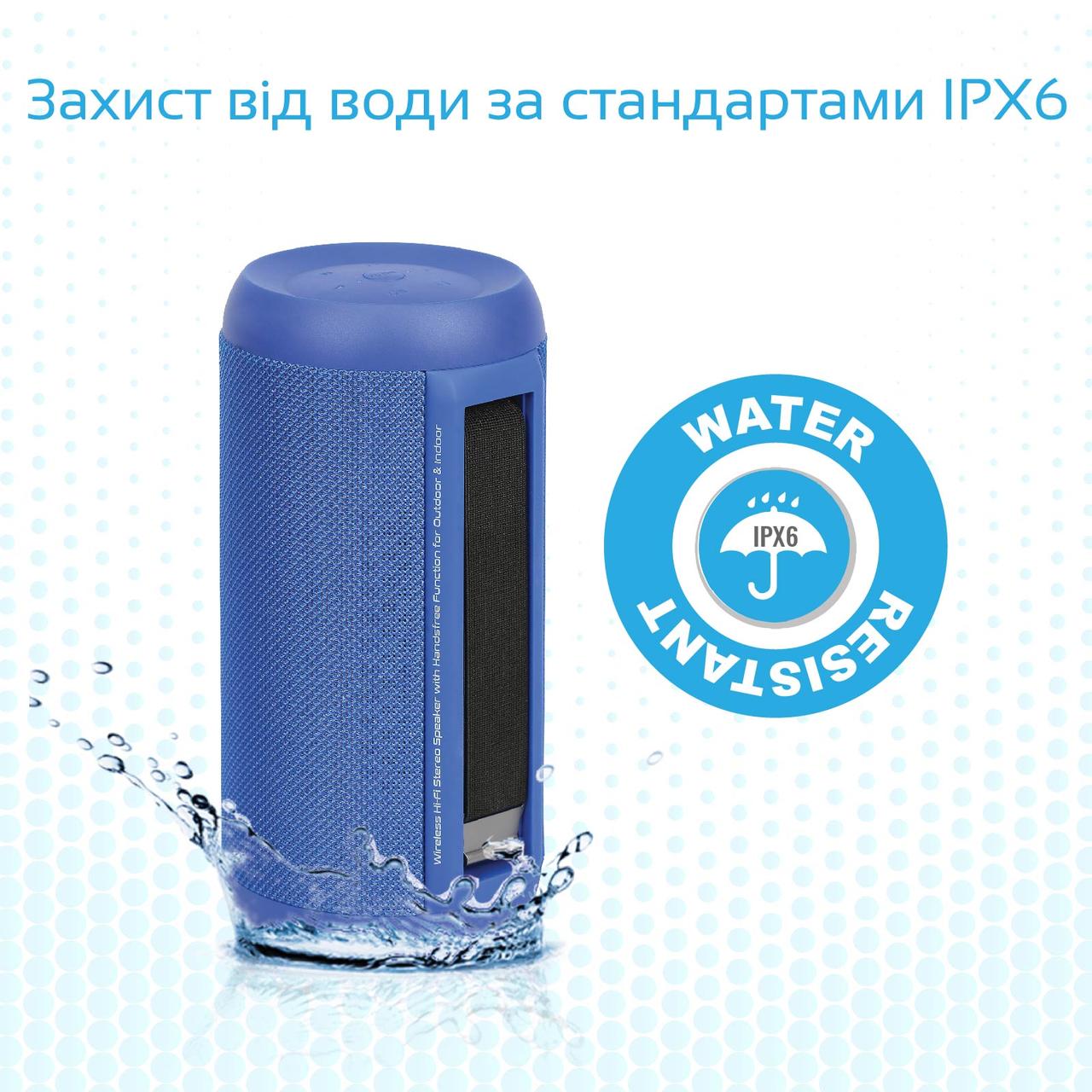 Портативная Bluetooth колонка Promate Silox 20 Вт Blue (silox.blue) - фото 5 - id-p1313272249
