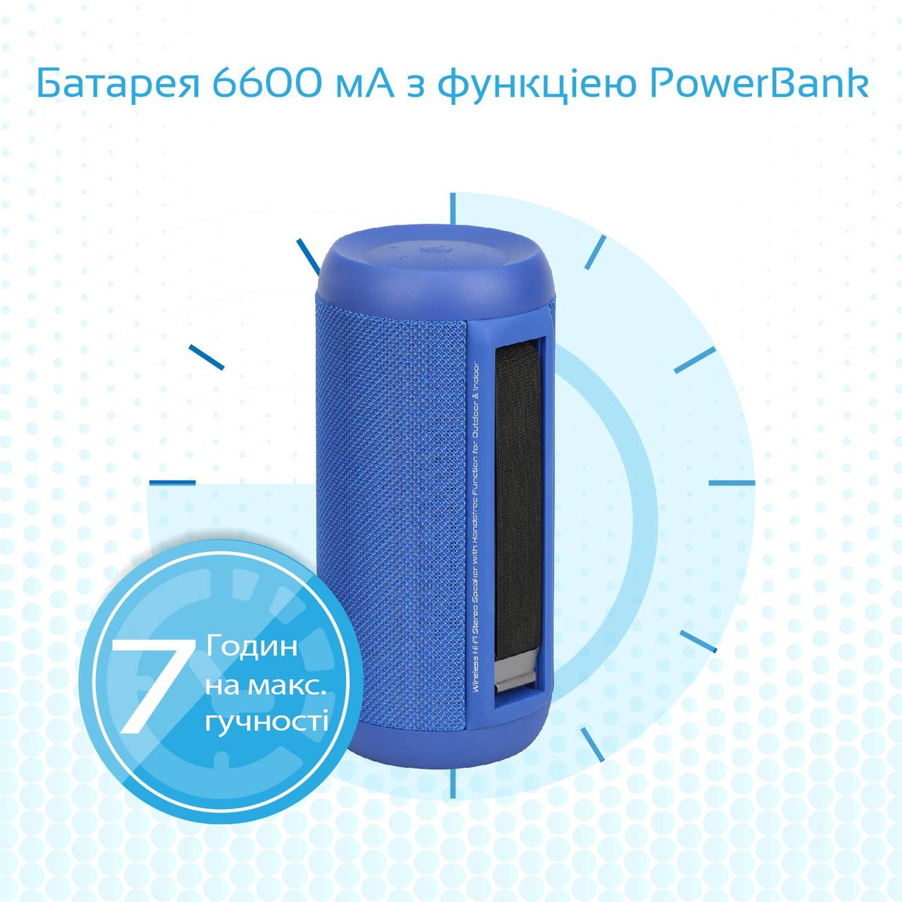 Портативная Bluetooth колонка Promate Silox 20 Вт Blue (silox.blue) - фото 6 - id-p1313272249