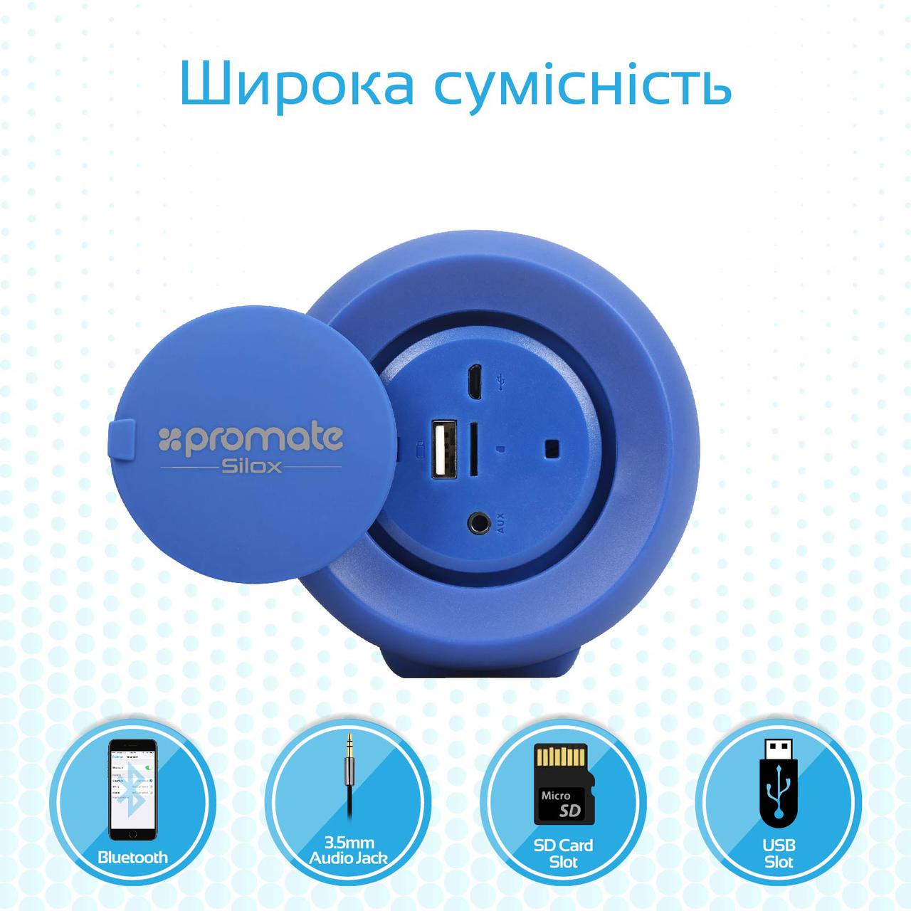 Портативная Bluetooth колонка Promate Silox 20 Вт Blue (silox.blue) - фото 8 - id-p1313272249