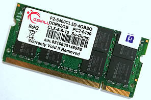 Оперативна пам'ять для ноутбука G.Skill SODIMM DDR2 2Gb 800MHz 6400S 2Rx8 CL5 Б/В MIX