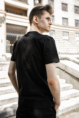 Футболка Nike чоловіча Чорна + Шорти чоловічі найк Чорні + Барсетка у подарунок! Костюм літній спортивний, фото 3