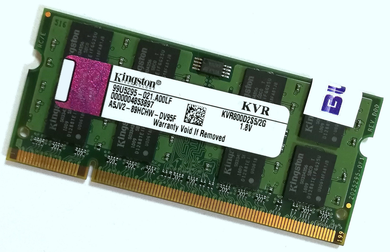 Оперативна пам'ять для ноутбука Kingston SODIMM DDR2 2Gb 800MHz 6400S CL5 (KVR800D2S5/2G) Б/В