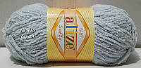 Нитки пряжа для вязания велюровая плюшевая SOFTY Софти от ALIZE Ализе № 416 - серый