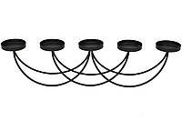 Подсвечник металлический Teco на 5 свечей, 57.5*9.5*13.5см, цвет - черный (TY1-219)