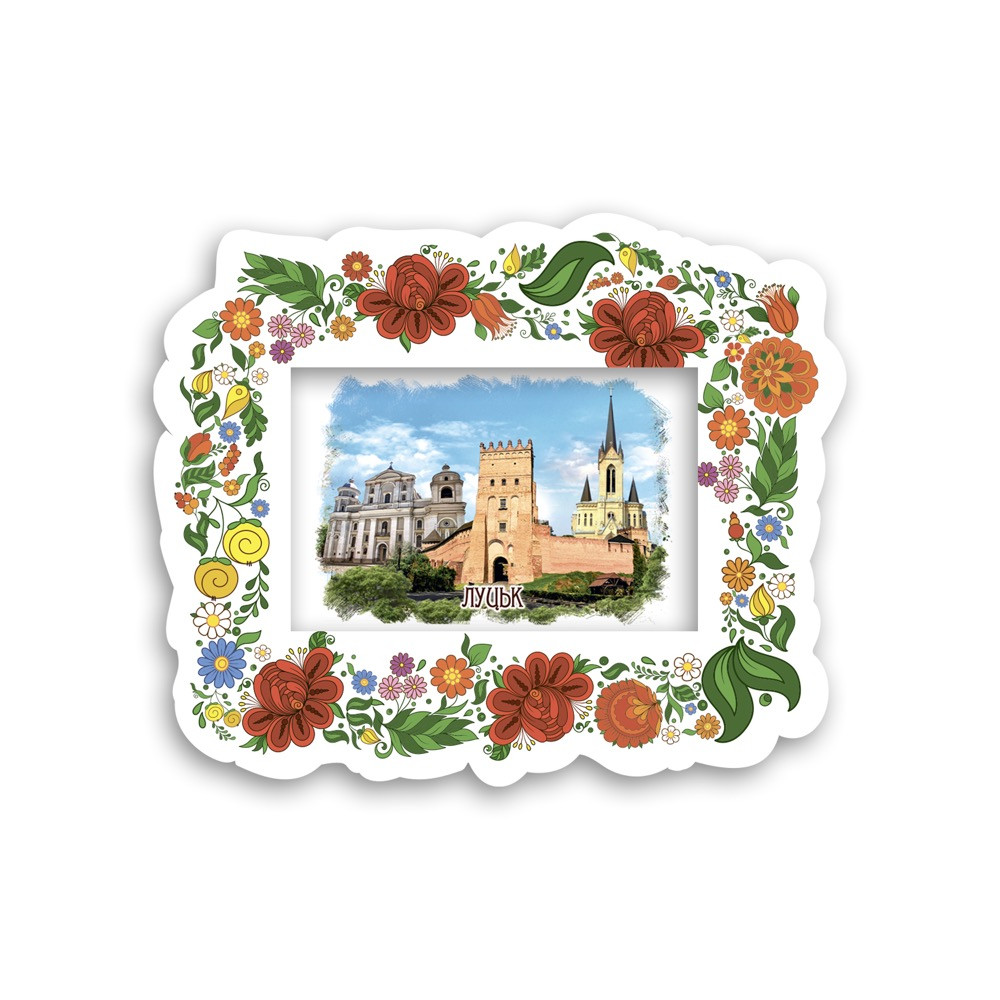 Магніт рамка-розпис "Луцьк" біла, фото 1
