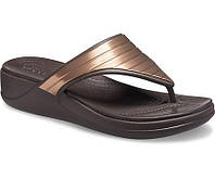 Crocs Monterey Metallic Stripe Wedge Flip оригинал США W7 37-38 (23 см) шлепанцы вьетнамки original сланцы
