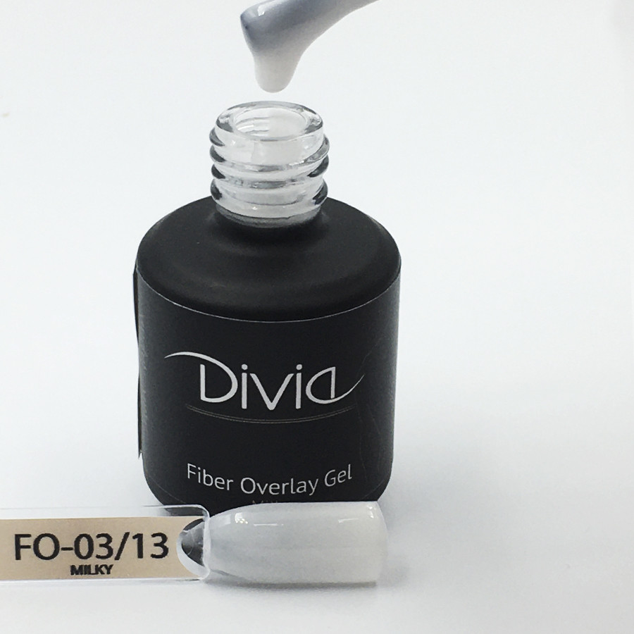 Divia - Базове покриття з волокнами Fiber Overlay Gel (FO13 - Milky) (15 мл)