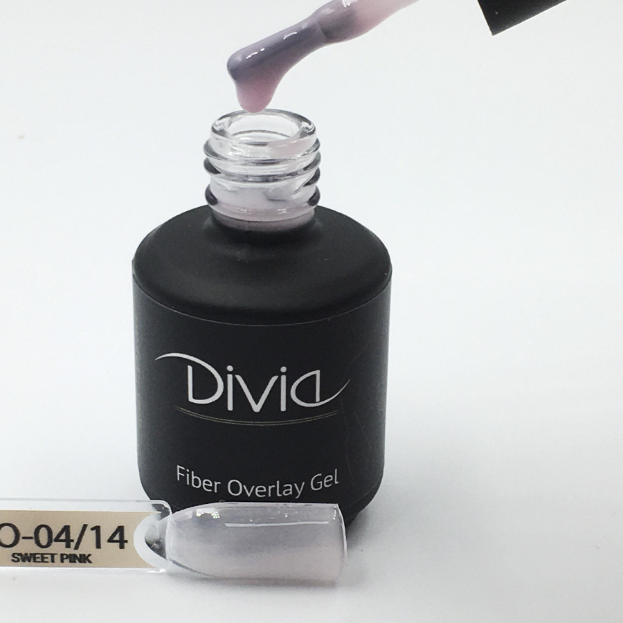 Divia - Базове покриття з волокнами Fiber Overlay Gel (FO14 - Sweet Pink) (15 мл)