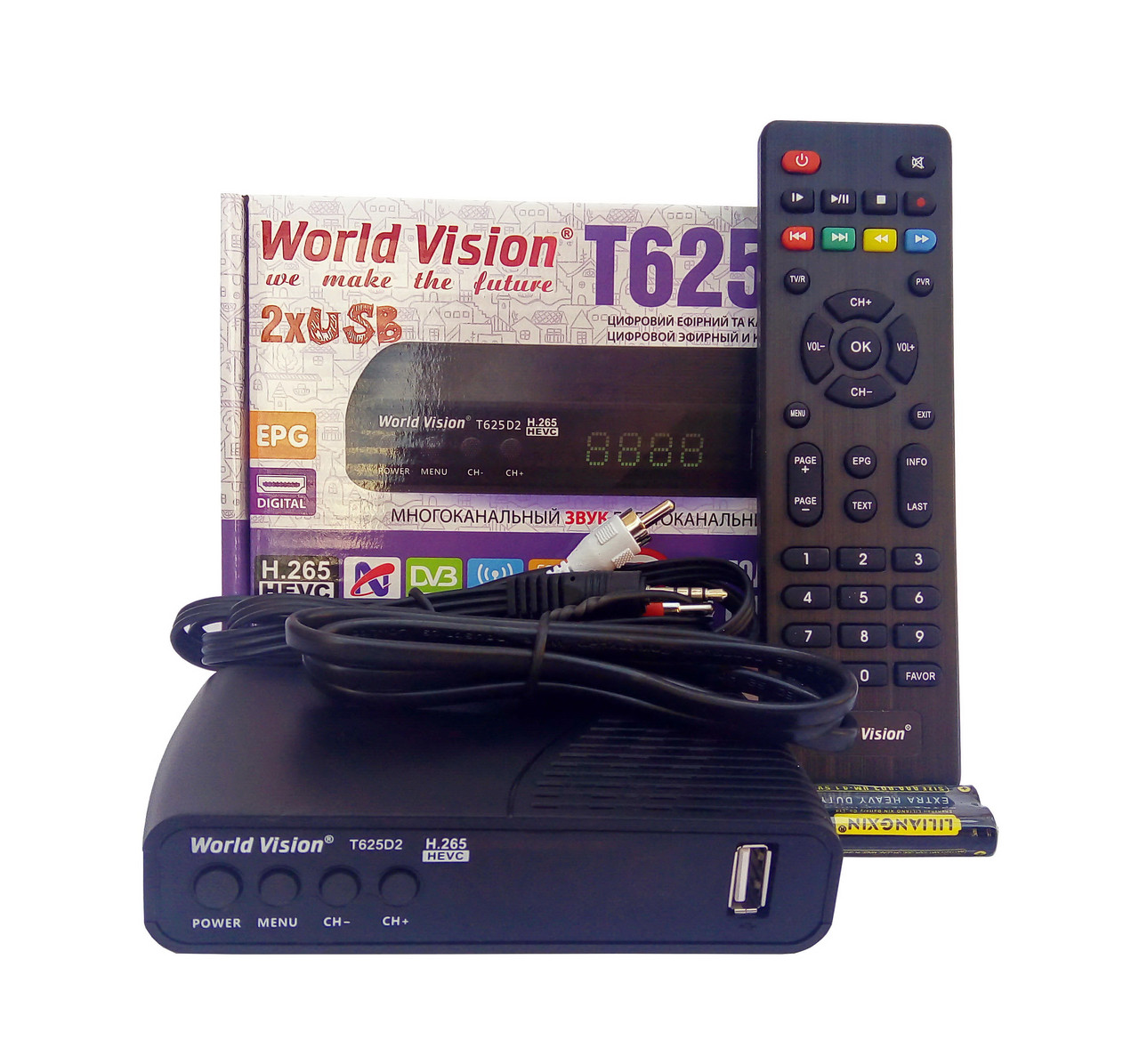 Т2 ресивер тюнер T2 World Vision T625D2 + прошивка + IPTV канали