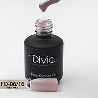 Divia Базовое покрытие с волокнами Fiber Overlay Gel (FO16 - Rose Nude, шиммер), 15 мл