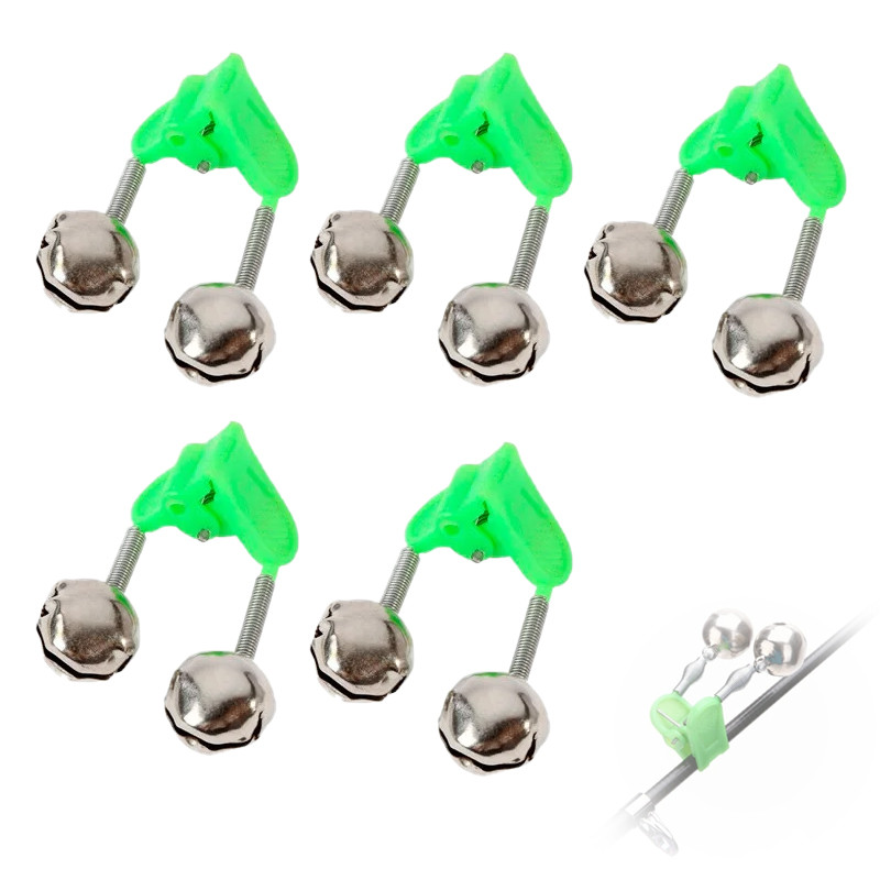 Дзвіночок на фідер 5шт, 2 бубінця риболовних, прищіпка, фото 1