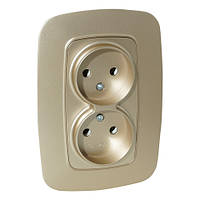 Розетка подвійна без заземлення золото ELA