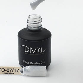 База під гель-лак молочна Divia Fiber Overlay Gel FO07 - Cinderella шиммер 8 мл. Базове покриття з волокнами