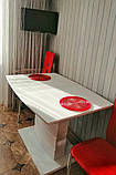 Розсувний стіл TMM-50-2 Vetro Mebel 110/150, матовий молочний, фото 4