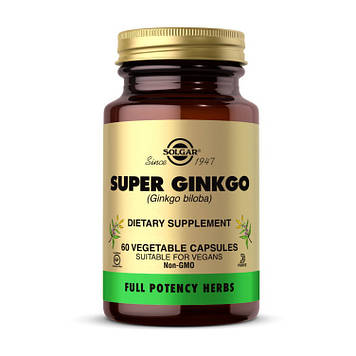 Порошок супер гінкго білоба Солгар / Solgar (лист) Super Ginkgo (60 veg caps)