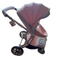 ОЧЕНКА! Дитяча універсальна комбінована коляска 2в1 для новонароджених дітей з поворотним блоком рожева