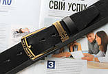 Шкіряний ремінь Massimo чорний +в подарунок коробка, фото 2