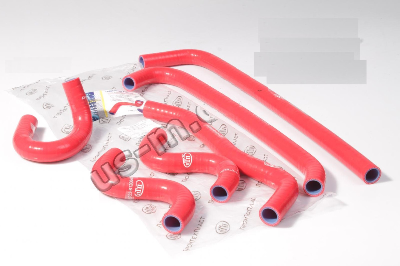 Патрубок пічки Газель NEXT комплект 6шт (силікон червоний) (виробництво ПТП,Балакова), фото 1