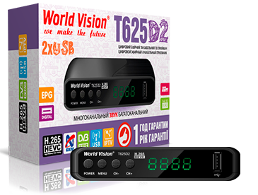 World Vision T625D2 H.265 Т2 Тюнер DVB-T2/C з інтернет-застосунками YouTube, Megogo, IPTV, Stalker, DLNA