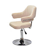 Крісло перукаря Джеф JEFF CH - BASE бежевий оксамит на хром диску, фото 2