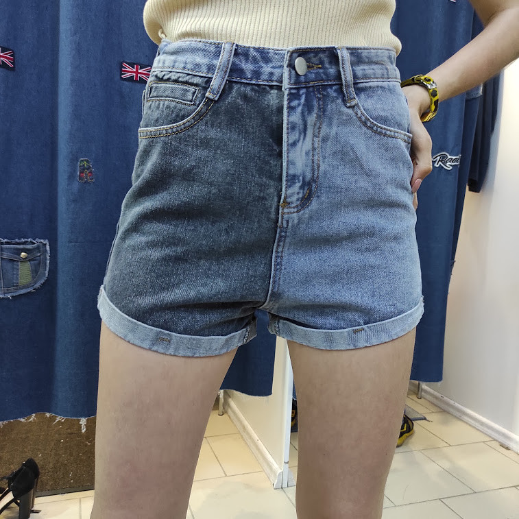 Шорти жіночі джинсові без стрейчу короткі М сіро блакитні, фото 1