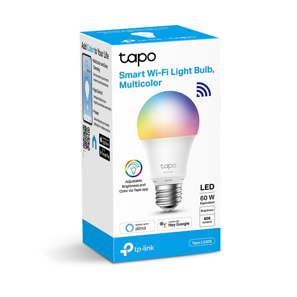Умная цветная Wi‑Fi лампочка Tapo L530E TP-Link (E27/806lm) 2 шт