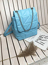 Рюкзак жіночий блакитний стьобаний Код 21220
