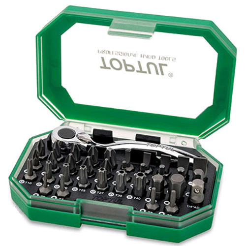 Набір біти + тріскачка TOPTUL 1/4" 35ед. GACW3504, фото 1