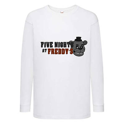 Лонгслив Аніматроніки 5 Ночей Фредді реглан з довгим рукавом (FNF-04) білий, розмір 116-128-140-152-164 см