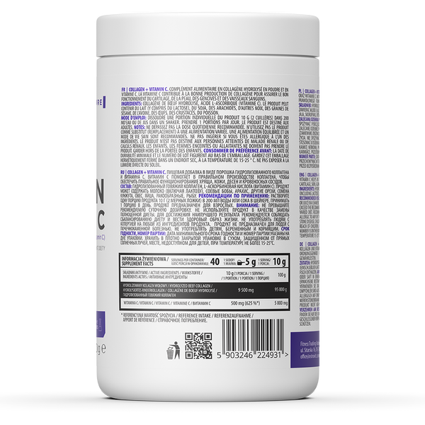 Collagen + Vitamin C OstroVit 400 г Без смакових добавок - фото 2 - id-p1417546620