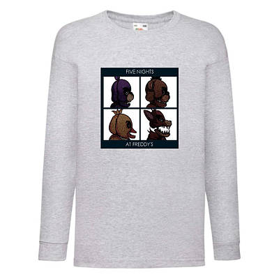 Лонгслив Аніматроніки 5 Ночей Фредді реглан з довгим рукавом (FNF-01) сірий, розмір 116-128-140-152-164 см