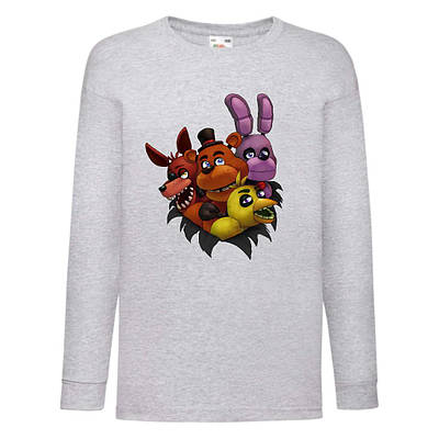 Лонгслив Аніматроніки 5 Ночей Фредді реглан з довгим рукавом (FNF-06) сірий, розмір 116-128-140-152-164 см