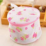 Мішок контейнер для прання білизни  ⁇  Сумка для прання бюстгальтерів (тканина в сіточку з пластиковою основою), фото 3