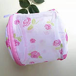 Мішок контейнер для прання білизни  ⁇  Сумка для прання бюстгальтерів (тканина в сіточку з пластиковою основою), фото 6