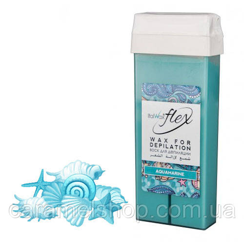 Касетний віск для депіляції рук ніг у домашніх умовах ItalWax FLEX теплий касета ІталВакс 100 г аквамарин