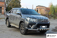 Защита переднего бампера (двойная нержавеющая труба - двойной ус) Toyota Hilux (2015-2019)