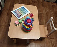 Стол и стульчик для детей Дерево и ЛДСП Бук от производителя Детский столик Бук