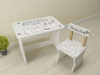 Дитячий столик і стільчик 2-4 роки від виробника ЛДСП стілець-стіл Котики з алфавітом