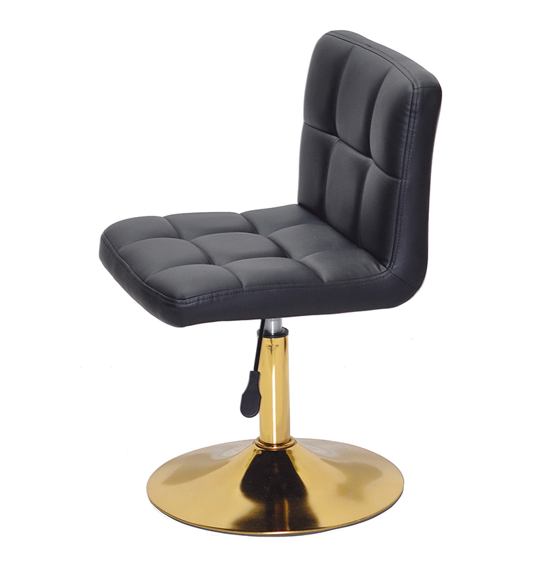 Стілець Arno GD-Base чорний шкірозамінник, на золотій круглій нозі-опорі з регульованою висотою, фото 1