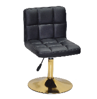 Стілець Arno GD-Base чорний шкірозамінник, на золотій круглій нозі-опорі з регульованою висотою, фото 4