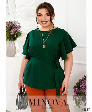 Актуальна блузка з м'якої тканини зеленого кольору, великих розмірів від 50 до 68, фото 2