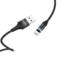Магнітний кабель micro USB тканинний Hoco U76 чорний