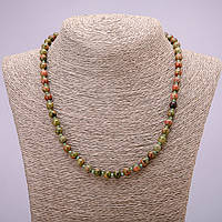 Намисто з натурального каменю Яшма Геліотроп гладка кулька d-6мм L-48см купити біжутерію дешево оптом в інтернеті