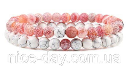 Набір браслетів у стилі Етно 2в1 колір No1 жовтогар + білий, фото 1