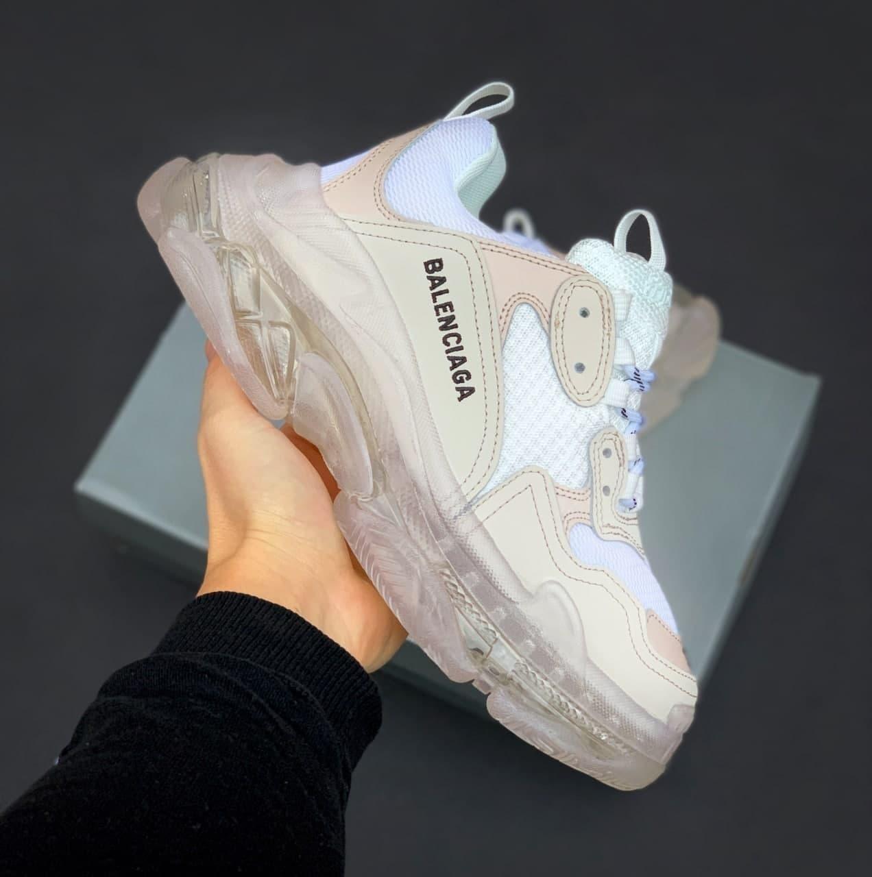 Кросівки чоловічі бежеві Balenciaga Triple S Clear Sole White Beige (05546), фото 1