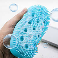 Силіконова щітка мочалка мильничка Silicone Bath Brush Sky Blue